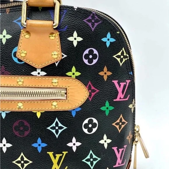Louis Vuitton Murakami Alma PM Black Multicolor Satchel with Lock & Key Genuine - Picture 4 of 16